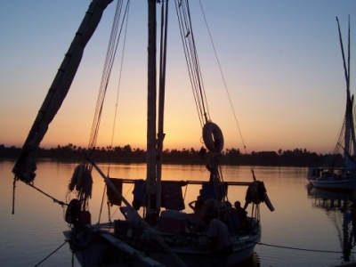 Sailing on the Nile in Egypt, August 2005.