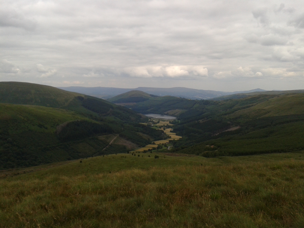 Tal-y-Bont Reservoir from Pant y Creigiuau, Brecon Beacons, Aug 2015.