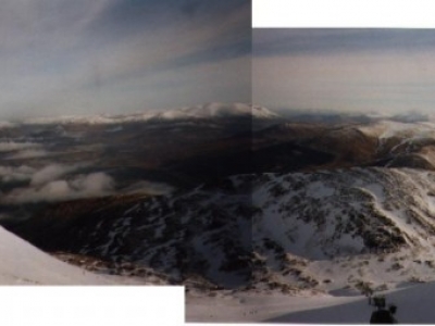 Looking down Corrie Dubh at the Braveheart chairlift. Feb 1999