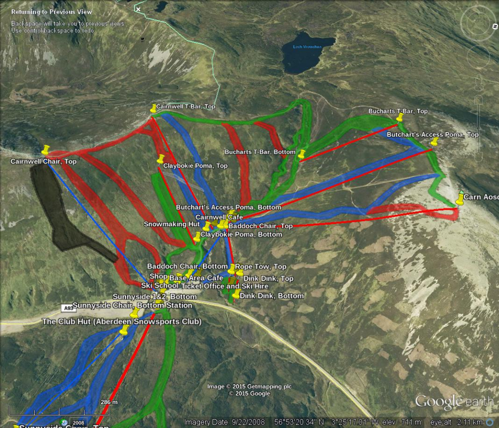 Glenshee, Cairnwell sector map.