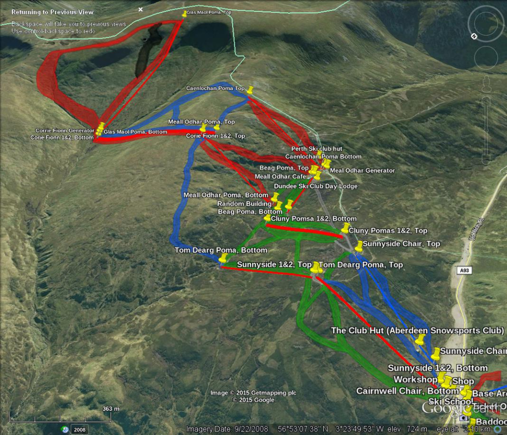 Glenshee, Sunnyside to Glas Moal map.